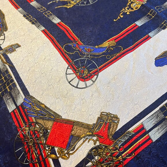 Vintage Scarf British Royal Carriages in Red, Blue, White and Gold - Very Regal - Picture 3 of 6